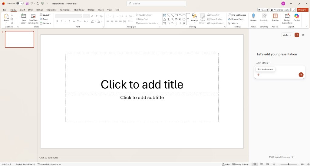 Power Point Start with Copilot