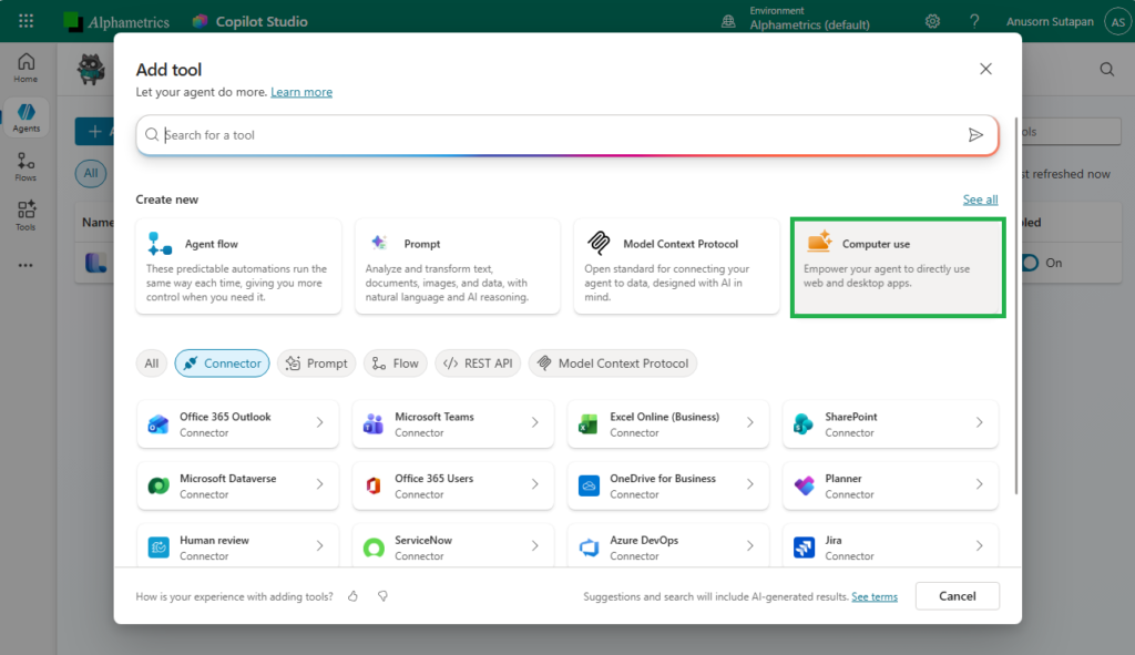 Computer-Using Agent in Microsoft Copilot Studio