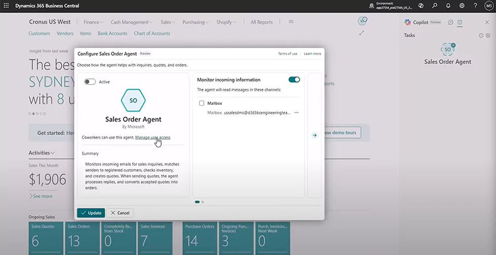 Sales Order Agent in Business Central