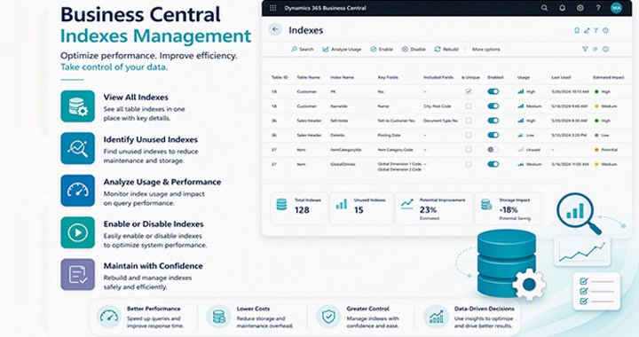 Manage indexes in Business Central v28