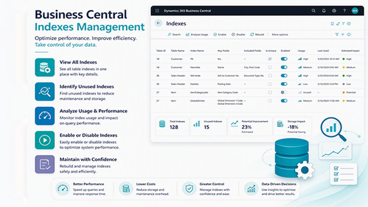 จัดการดัชนีข้อมูล (Index) เพิ่มประสิทธิภาพการทำงานใน Business Central 2026 release wave 1
