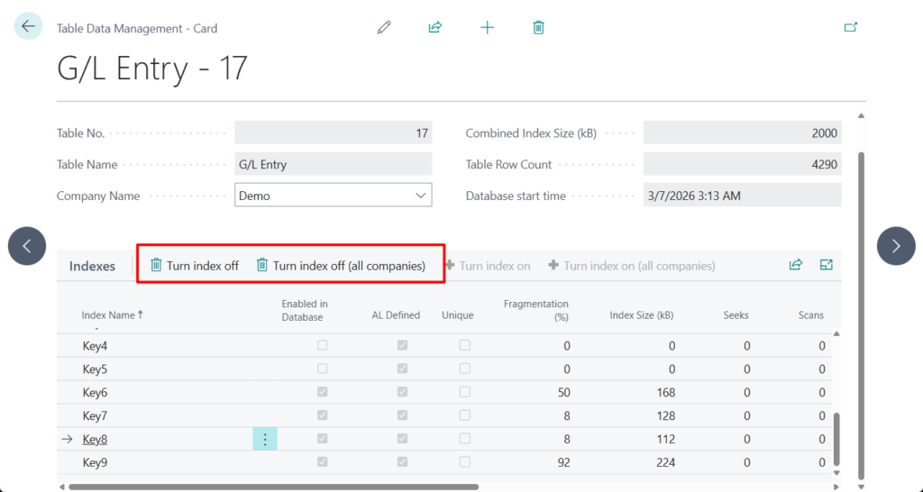 Turn indexes off